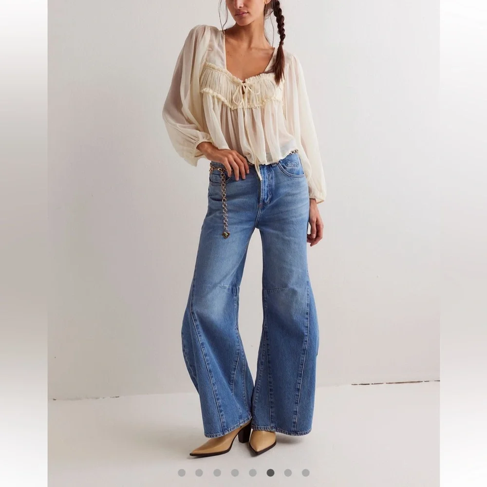 Free People We The Free Eden High Slouchy Flare Wide Leg Jeans - Picture 7 of 11